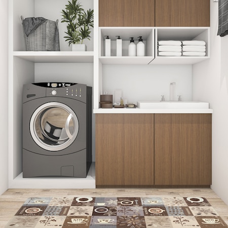 World Rug Gallery Antifatigue Mat, 47 in L x 18 in W, 0.47 in Thickness, Graphic, Brown 885BROWN18X47